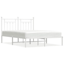 (white, 150 x 200 cm/with headboard) vidaXL Metal Bed Frame Bedroom Bed Base Bedstead Metal Matress Foundation
