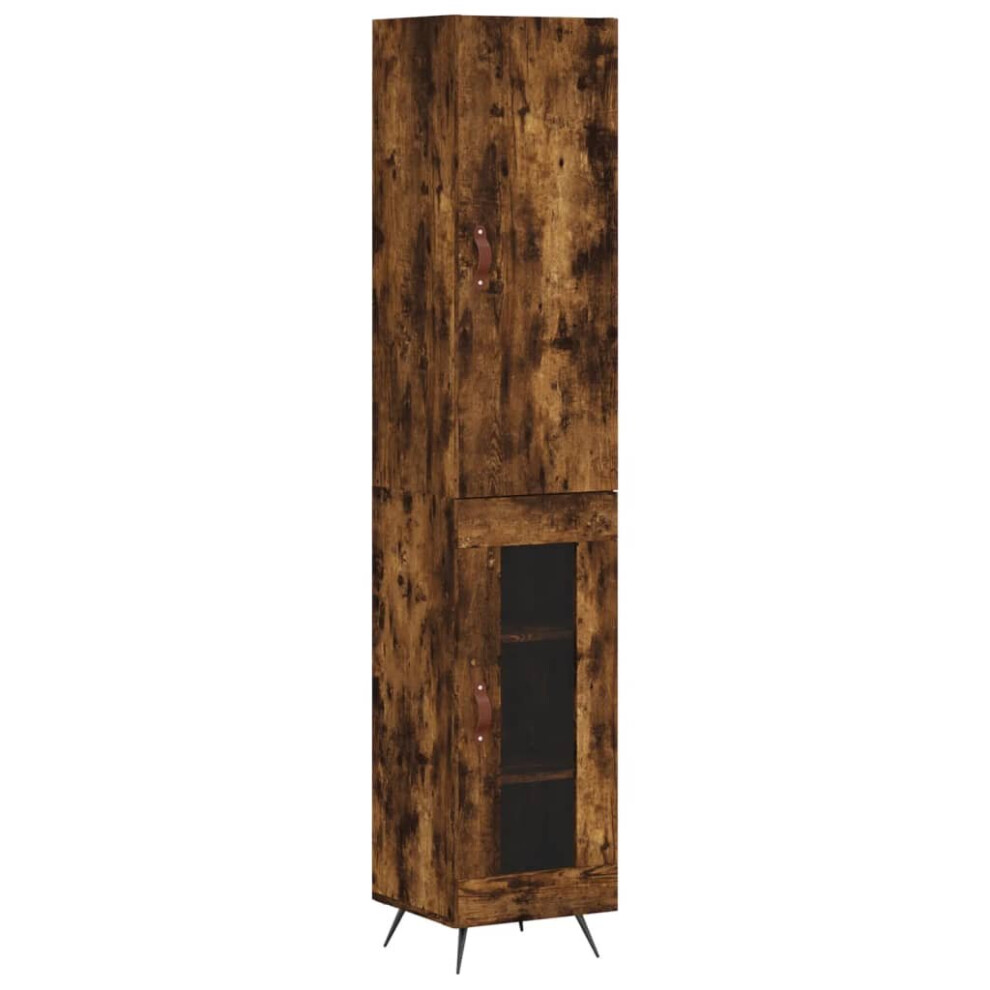 (smoked oak, 1 glass door) vidaXL Highboard Sideboard Tall Storage Cabinet Side Cabinet Engineered Wood