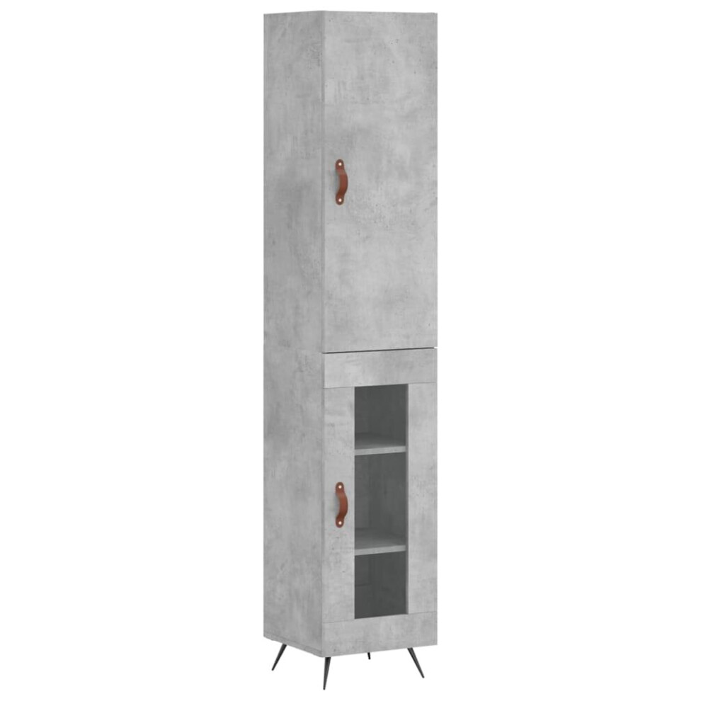 Vidaxl (Concrete Grey, 1 Glass Door) Highboard Sideboard Tall Storage Cabinet Side Cabinet Engineered Wood