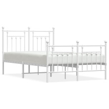 (white, 120 x 190 cm/with headboard & footboard) vidaXL Metal Bed Frame Bedroom Bed Base Bedstead Metal Matress Foundation