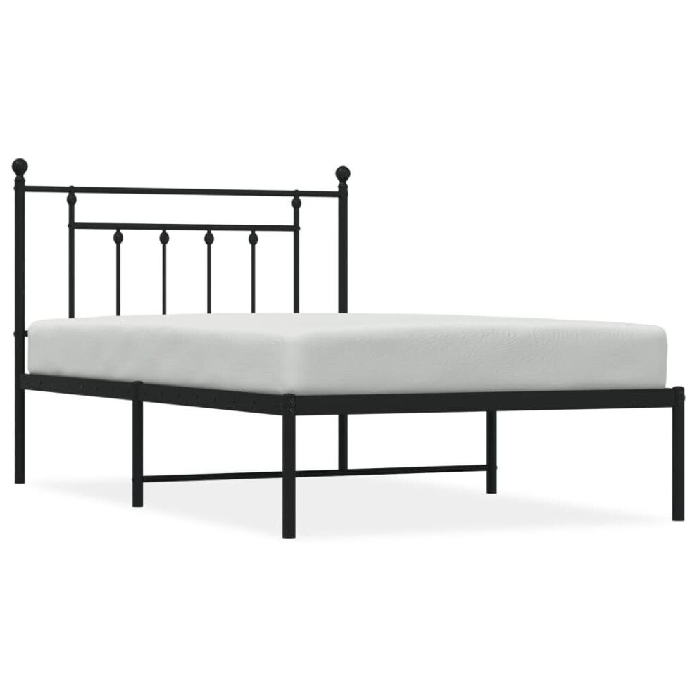 Vidaxl (Black, 107 X 203 Cm/With Headboard) Metal Bed Frame Bedroom Bed Base Bedstead Metal Matress Foundation