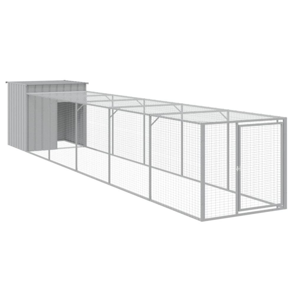 Vidaxl (Light Grey, 110 X 609 X 110 Cm) Chicken Cage Chicken Run Coop With Run Anthracite Galvanised Steel