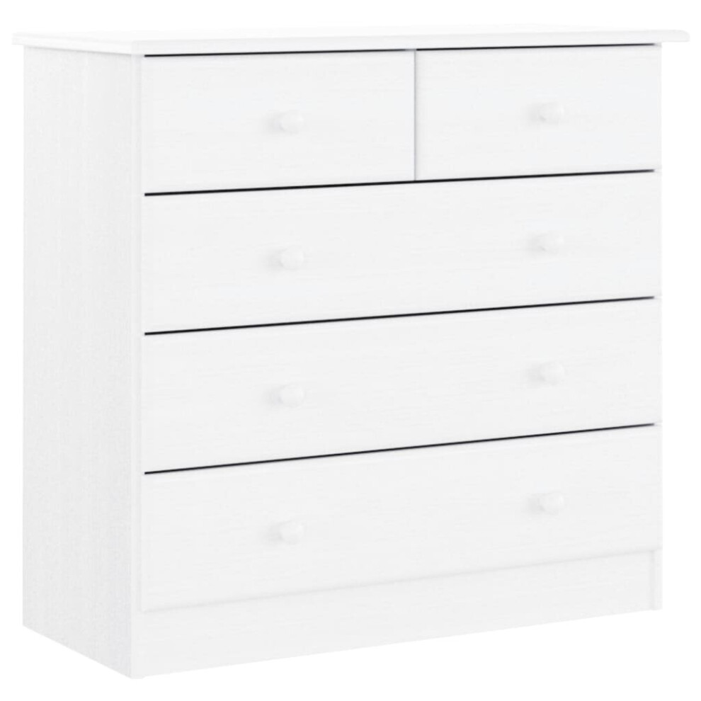 Vidaxl (White) Chest Of Drawers Wooden Storage Cabinet Sideboard Alta Solid Wood Pine