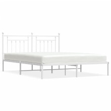 (white, 183 x 213 cm/with headboard) vidaXL Metal Bed Frame Bedroom Bed Base Bedstead Metal Matress Foundation