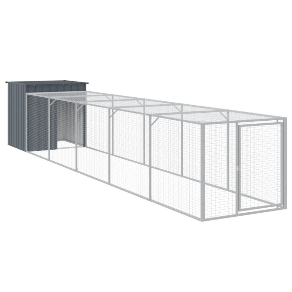 Vidaxl (Anthracite, 110 X 609 X 110 Cm) Chicken Cage Chicken Run Coop With Run Anthracite Galvanised Steel