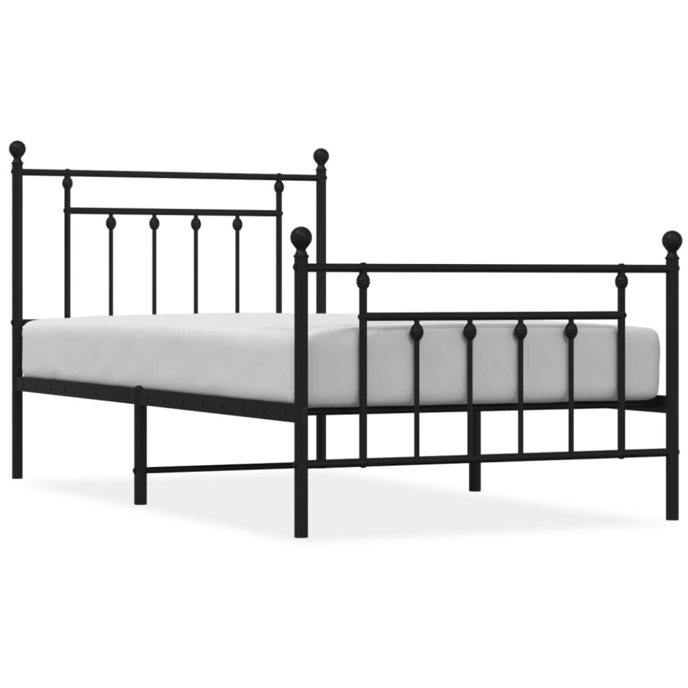 Vidaxl (Black, 100 X 190 Cm/With Headboard & Footboard) Metal Bed Frame Bedroom Bed Base Bedstead Metal Matress Foundation