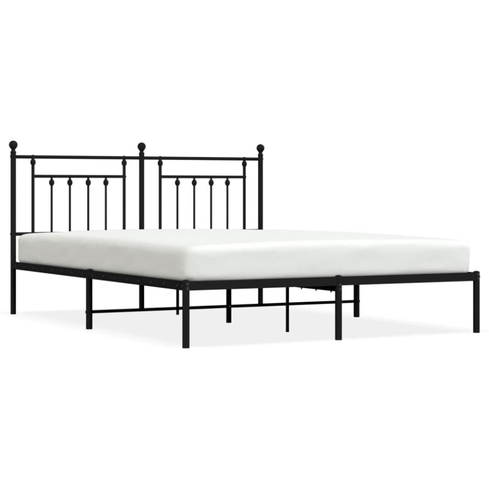 Vidaxl (Black, 183 X 213 Cm/With Headboard) Metal Bed Frame Bedroom Bed Base Bedstead Metal Matress Foundation