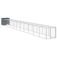 (anthracite, 110 x 1221 x 110 cm) vidaXL Chicken Cage Chicken Run Coop with Run Anthracite Galvanised Steel
