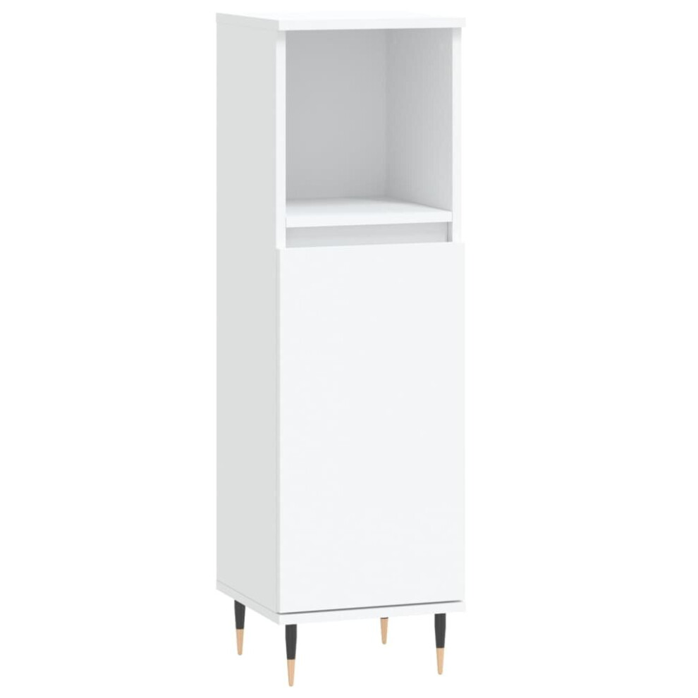 vidaXL Bathroom Cabinet Vanity Unit Highboard Cupboard White Engineered Wood