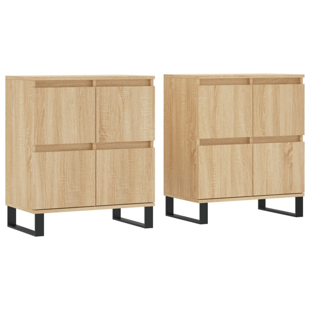 Vidaxl (Sonoma Oak, 2 Pcs) Sideboard Storage Side Cabinet Cupboards 2 Pcs Engineered Wood White