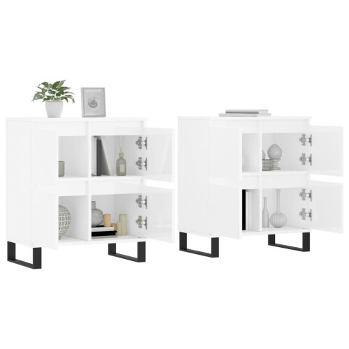 VidaXL (high gloss white, 2 pcs) vidaXL Sideboard Storage Side Cabinet Cupboards 2 pcs White Engineered Wood 2