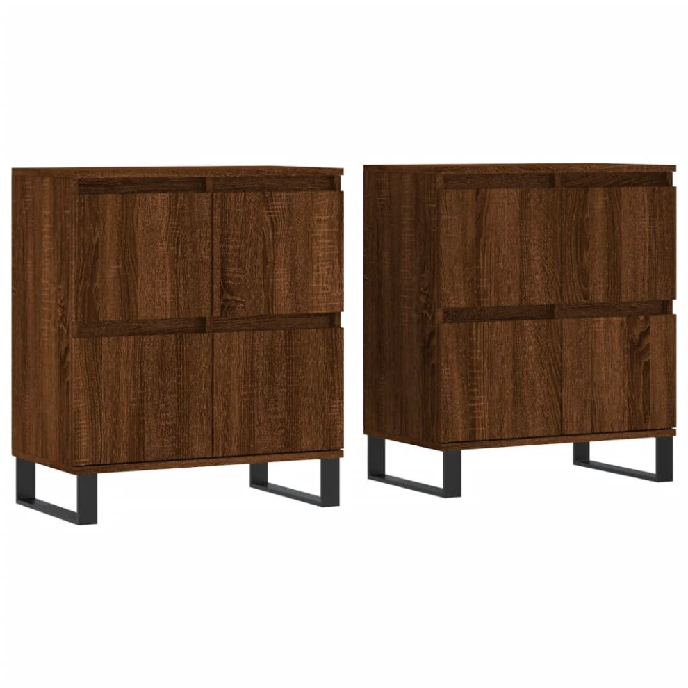 (brown oak, 2 pcs) vidaXL Sideboard Storage Side Cabinet Cupboards 2 pcs White Engineered Wood