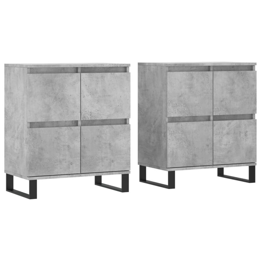 Vidaxl (Concrete Grey, 2 Pcs) Sideboard Storage Side Cabinet Cupboards 2 Pcs White Engineered Wood White,Grey
