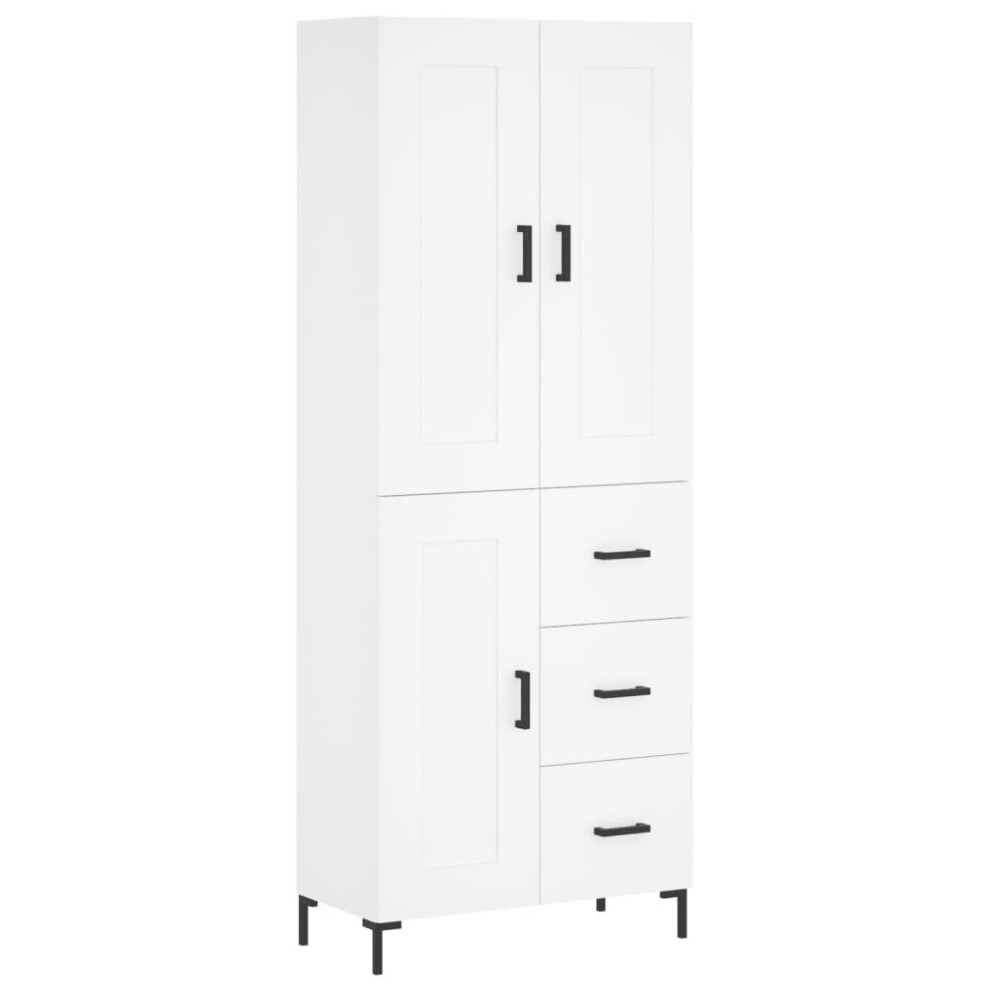 Vidaxl Highboard Sideboard Storage Cabinet Side Cabinet White Engineered Wood