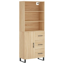 (sonoma oak, 1 door 3 drawers) vidaXL Highboard Sideboard Storage Cabinet High Gloss White Engineered Wood