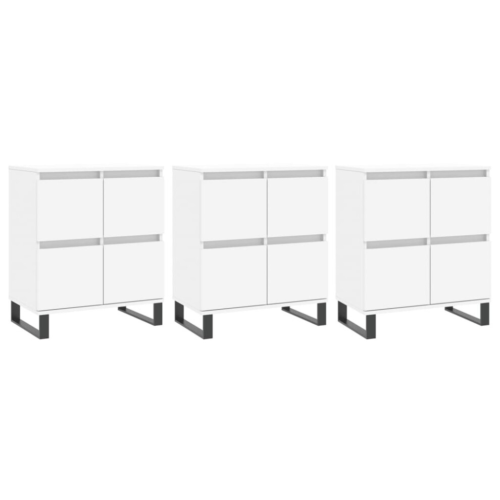 (white, 3 pcs) vidaXL Sideboard Storage Side Cabinet Cupboards 2 pcs White Engineered Wood