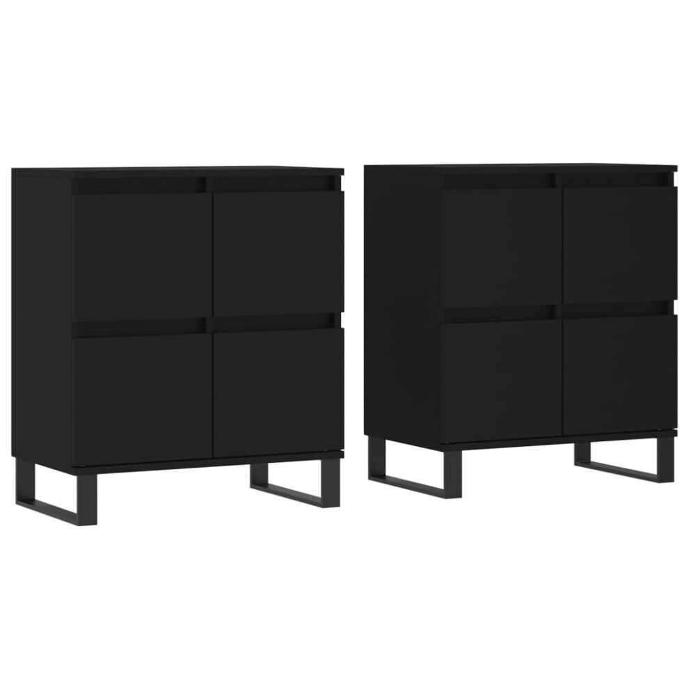 (black, 2 pcs) vidaXL Sideboard Storage Side Cabinet Cupboards 2 pcs White Engineered Wood