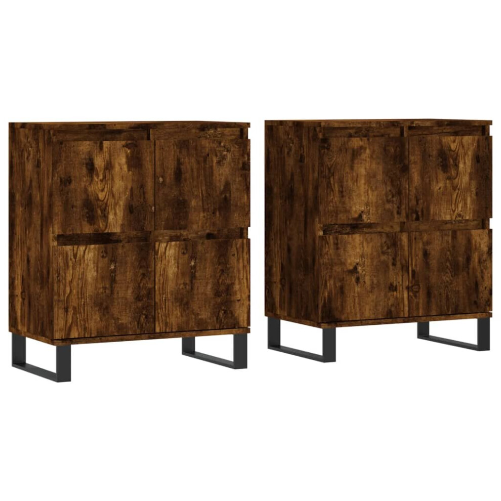 Vidaxl (Smoked Oak, 2 Pcs) Sideboard Storage Side Cabinet Cupboards 2 Pcs White Engineered Wood