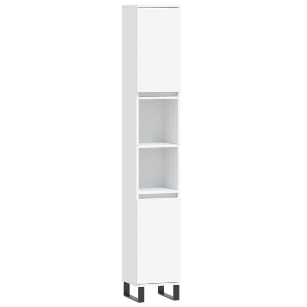 vidaXL Bathroom Cabinet Vanity Unit Highboard Cupboard White Engineered Wood