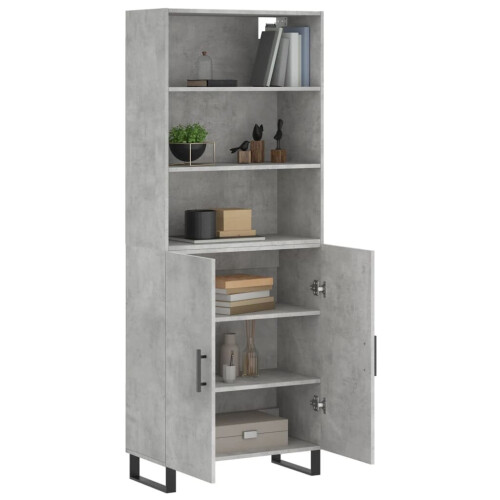 VidaXL (concrete grey, 2 doors) vidaXL Highboard Sideboard Storage Cabinet High Gloss White Engineered Wood 2
