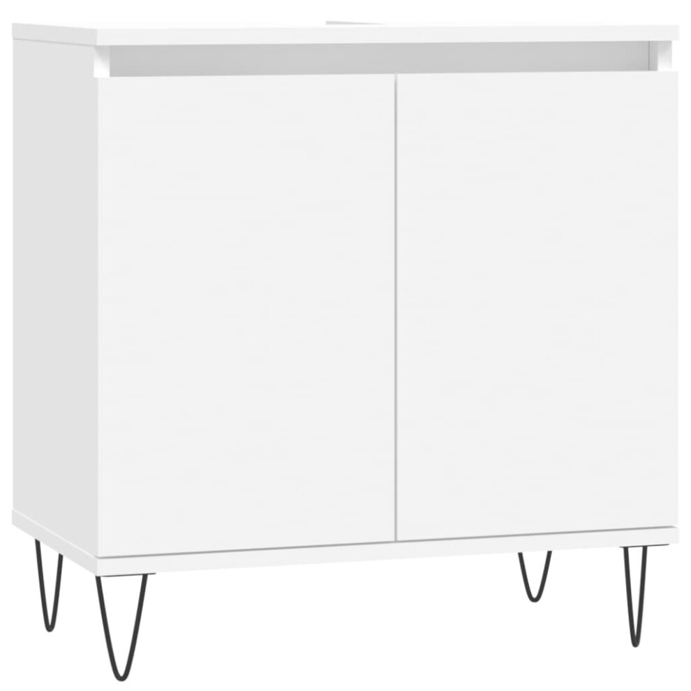 vidaXL Bathroom Cabinet Vanity Unit Highboard Cupboard White Engineered Wood