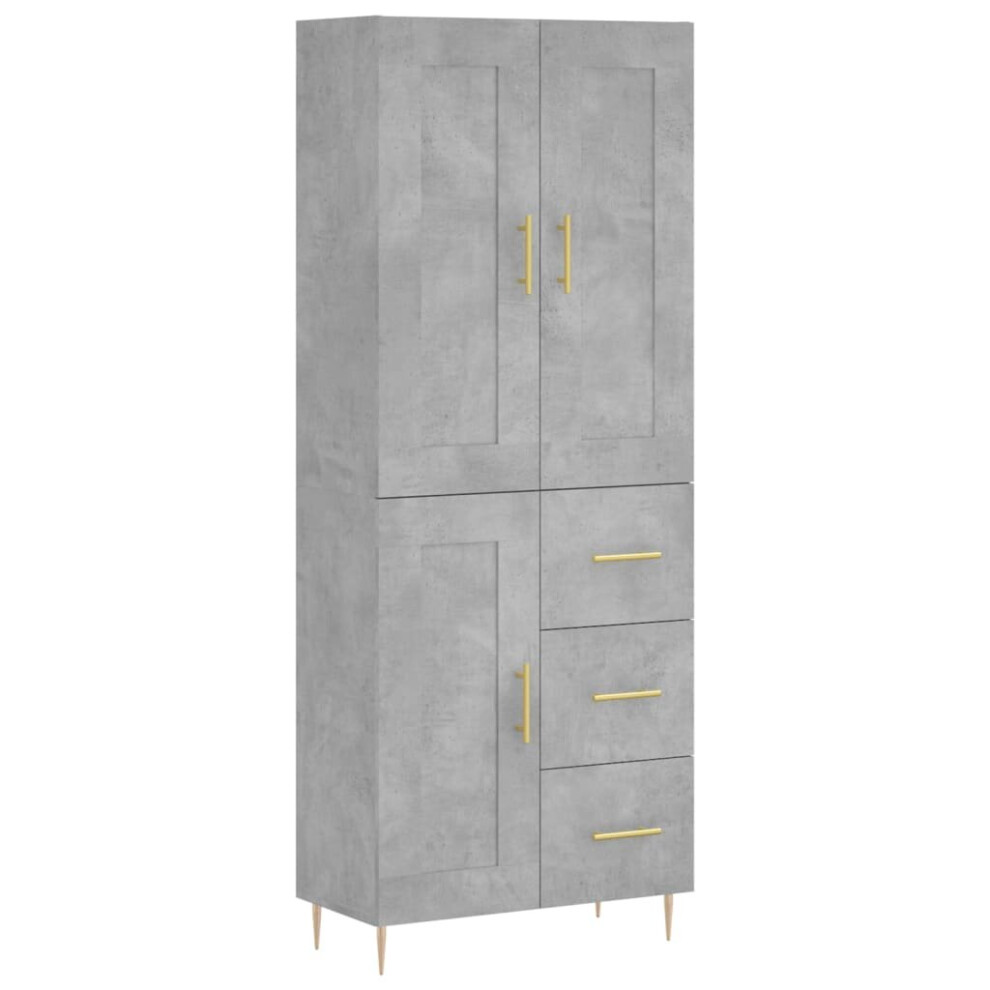 Vidaxl Highboard Sideboard Cupboard Side Cabinet Concrete Engineered Wood Grey