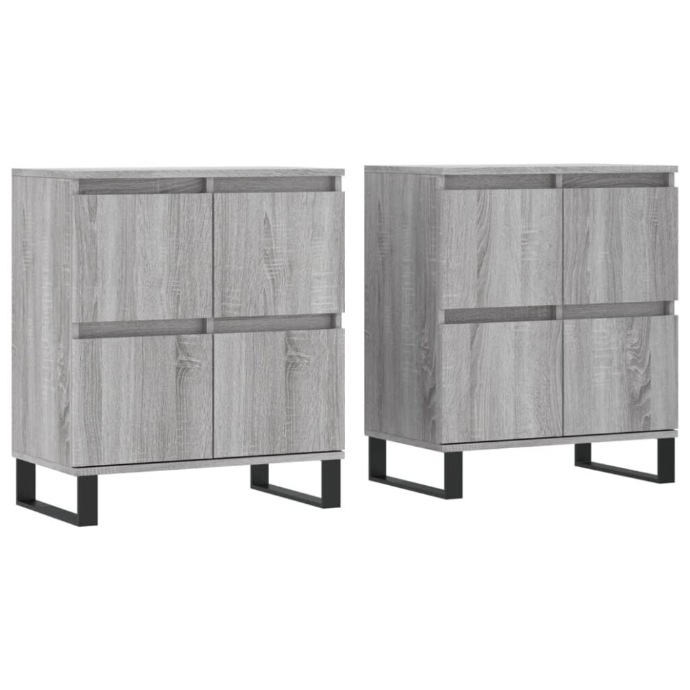 Vidaxl (Grey Sonoma, 2 Pcs) Sideboard Storage Side Cabinet Cupboards 2 Pcs White Engineered Wood