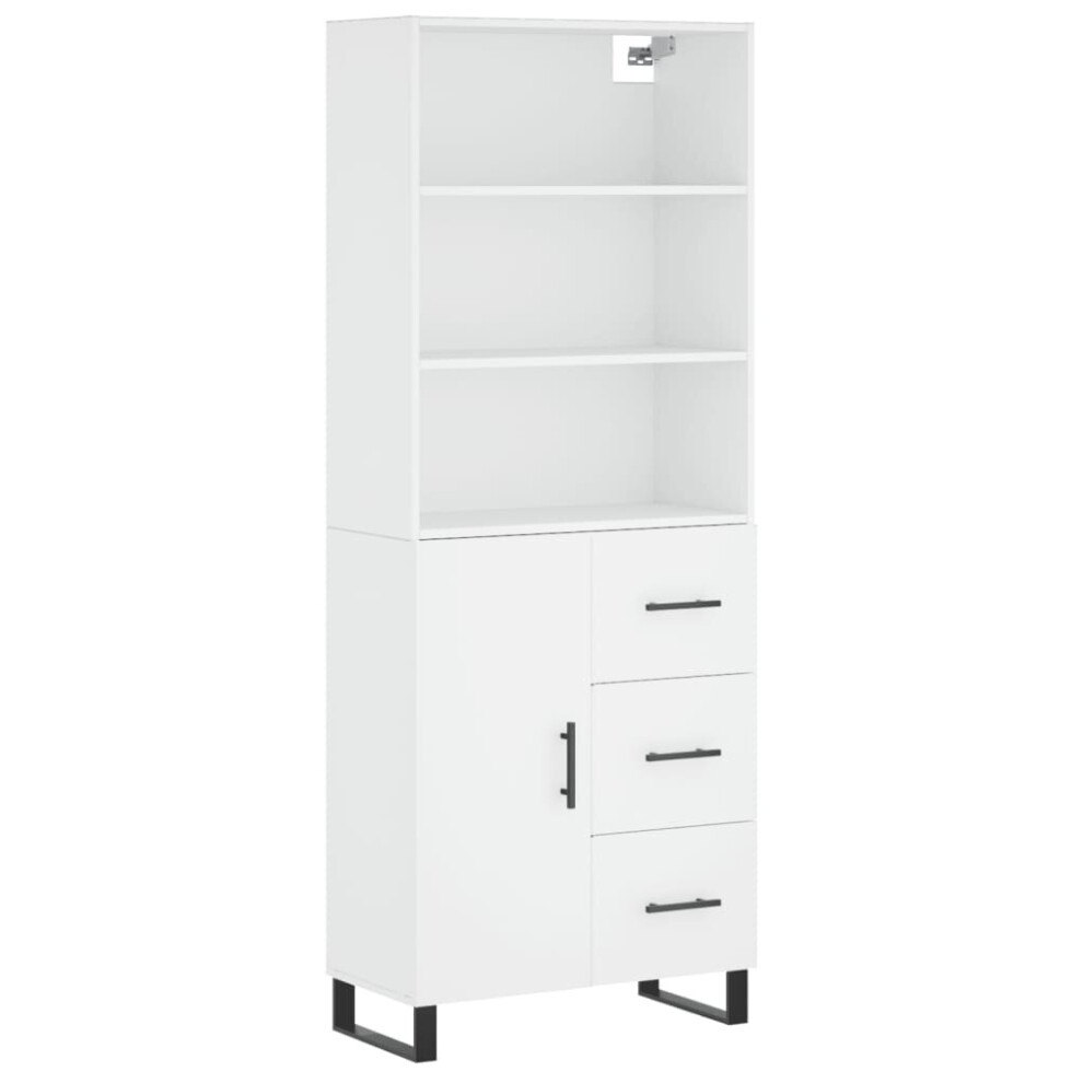 Vidaxl (, 1 Door 3 Drawers) Highboard Sideboard Storage Cabinet High Gloss Engineered Wood White