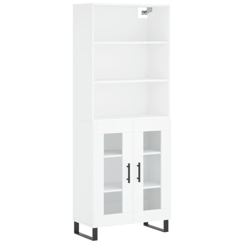 VidaXL (white, 2 glass doors) vidaXL Highboard Sideboard Storage Cabinet High Gloss White Engineered Wood
