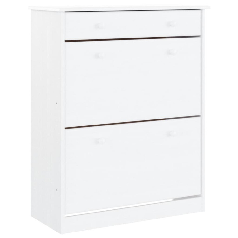 Vidaxl (White) Shoe Cabinet Shoe Storage Unit Cupboard Shoe Rack Alta Solid Wood Pine