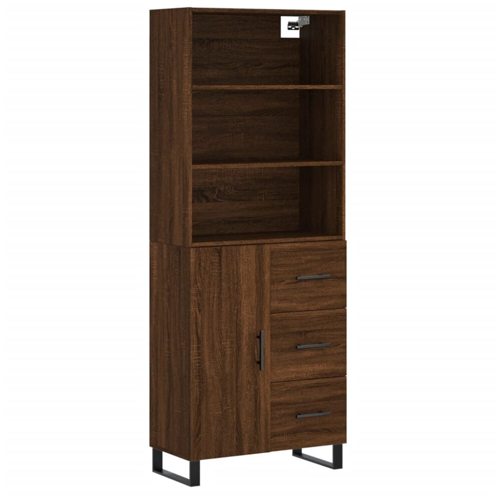 (brown oak, 1 door 3 drawers) vidaXL Highboard Sideboard Storage Cabinet High Gloss White Engineered Wood