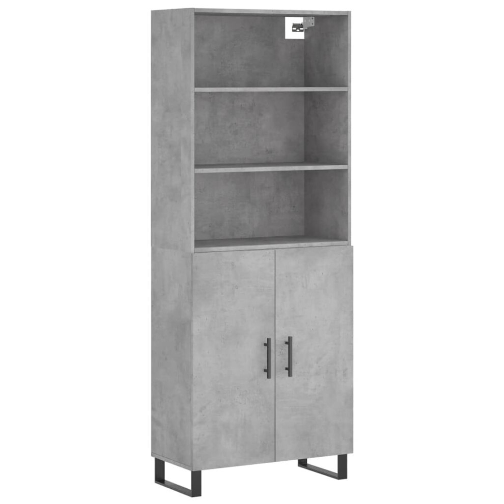 (concrete grey, 2 doors) vidaXL Highboard Sideboard Storage Cabinet High Gloss White Engineered Wood