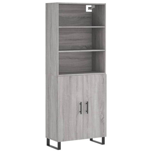VidaXL (grey sonoma, 2 doors) vidaXL Highboard Sideboard Storage Cabinet High Gloss White Engineered Wood