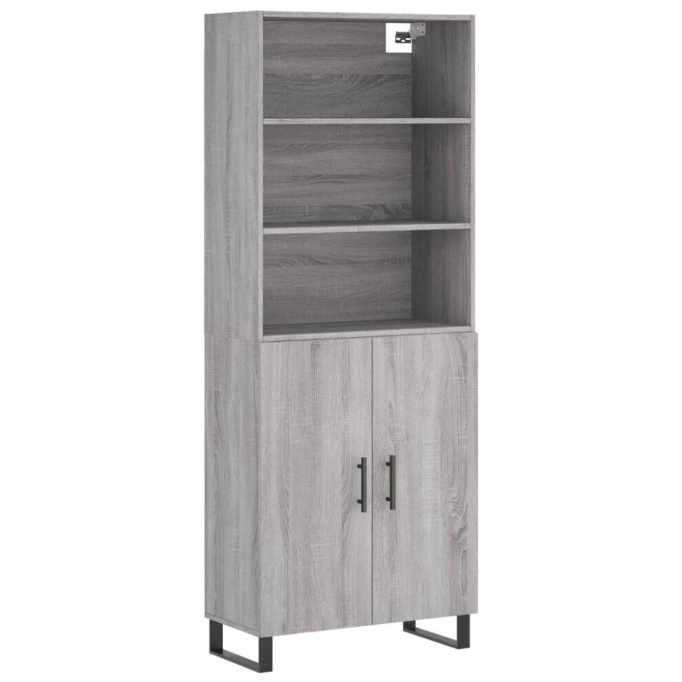 (grey sonoma, 2 doors) vidaXL Highboard Sideboard Storage Cabinet High Gloss White Engineered Wood