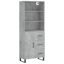 (concrete grey, 1 door 3 drawers) vidaXL Highboard Sideboard Storage Cabinet High Gloss White Engineered Wood