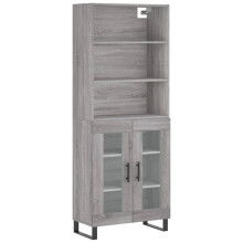 (grey sonoma, 2 glass doors) vidaXL Highboard Sideboard Storage Cabinet High Gloss White Engineered Wood