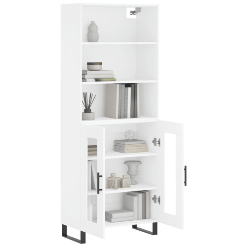 VidaXL (white, 2 glass doors) vidaXL Highboard Sideboard Storage Cabinet High Gloss White Engineered Wood 2
