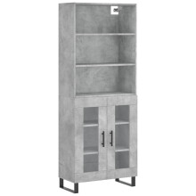 (concrete grey, 2 glass doors) vidaXL Highboard Sideboard Storage Cabinet High Gloss White Engineered Wood