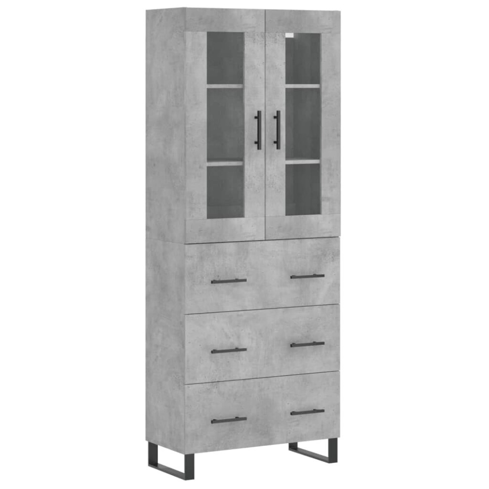 (concrete grey, 3 drawers) vidaXL Highboard Sideboard Cupboard Side Board Storage Cabinet Engineered Wood