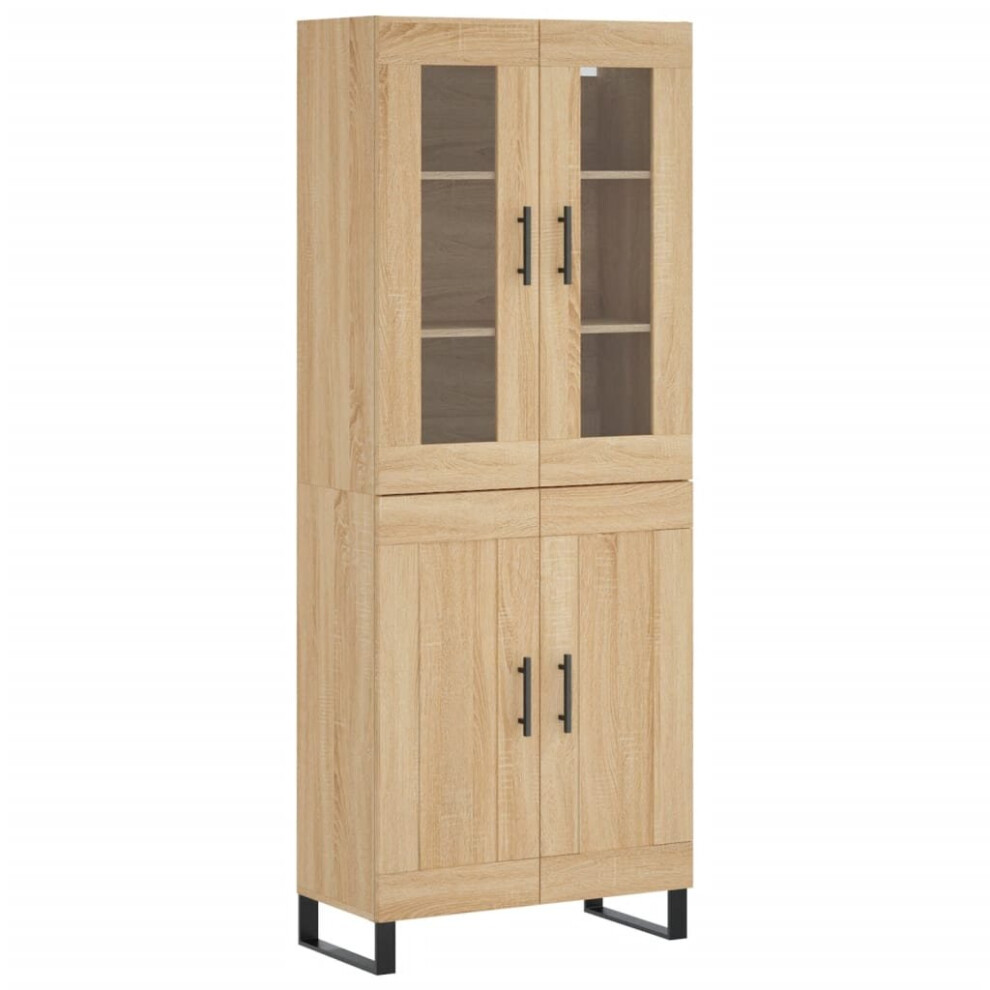 Vidaxl (Sonoma Oak, 2 Wood Doors) Highboard Sideboard Cupboard Side Board Storage Cabinet Engineered Wood