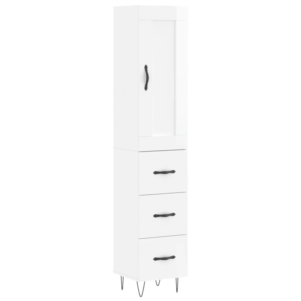 (high gloss white, 3 drawers) vidaXL Highboard Sideboard Tall Storage Cabinet Side Cabinet Engineered Wood