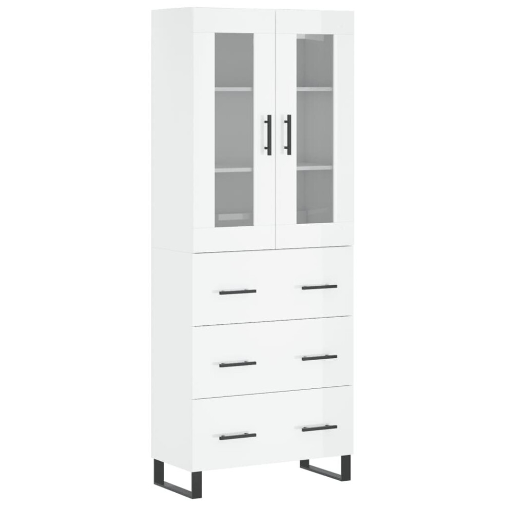 (high gloss white, 3 drawers) vidaXL Highboard Sideboard Cupboard Side Board Storage Cabinet Engineered Wood