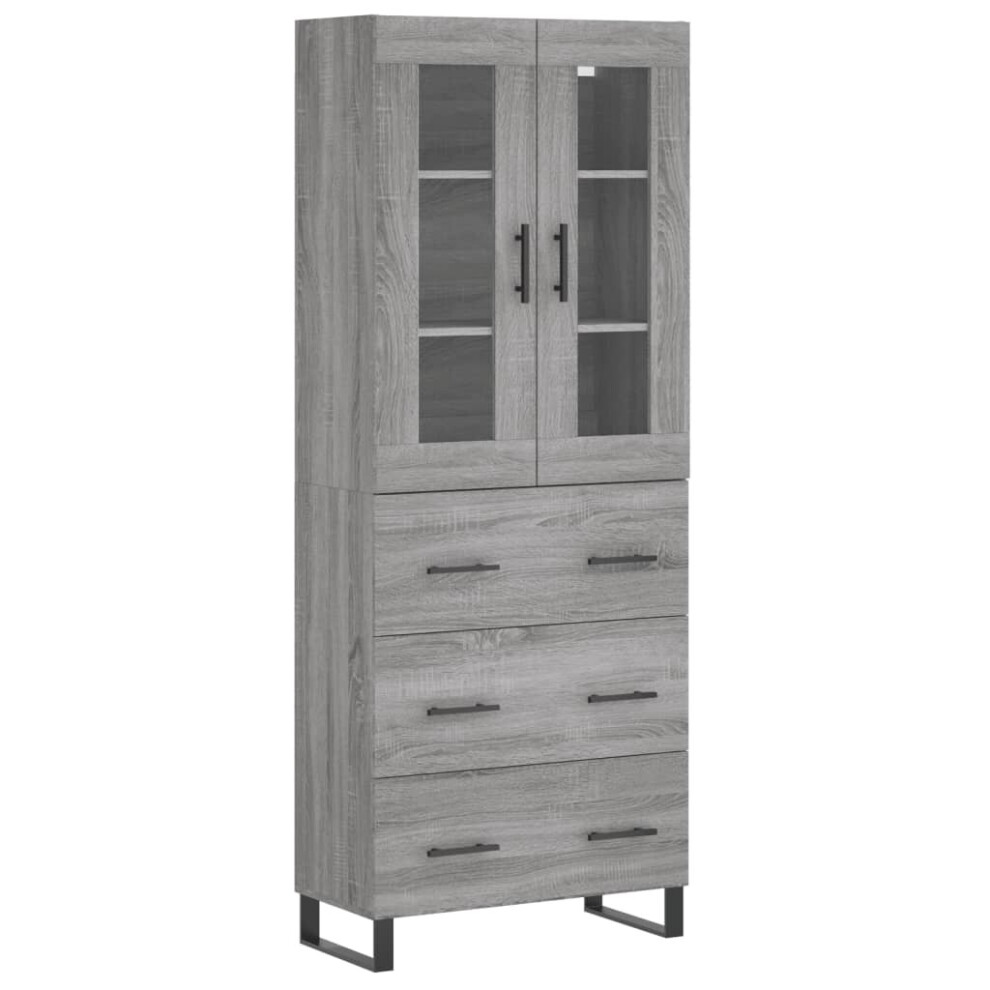 (grey sonoma, 3 drawers) vidaXL Highboard Sideboard Cupboard Side Board Storage Cabinet Engineered Wood