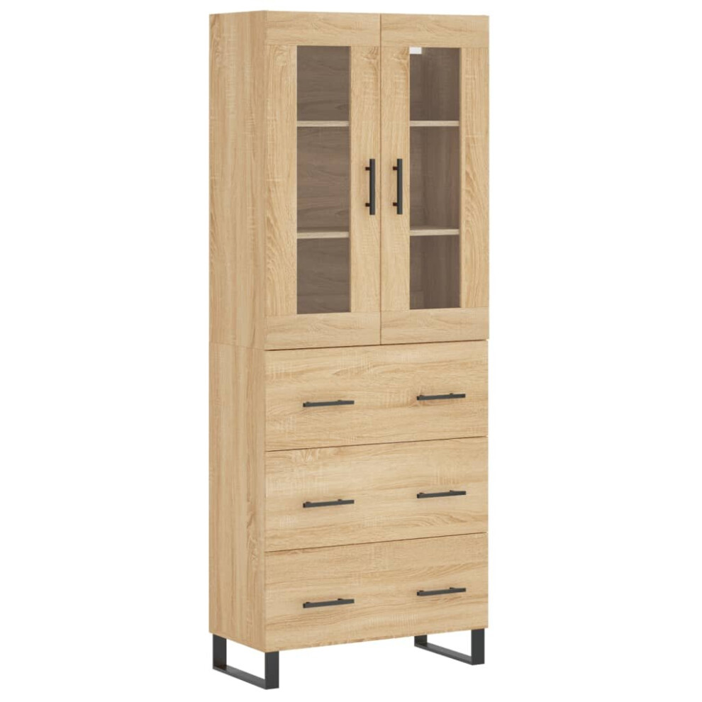 Vidaxl (Sonoma Oak, 3 Drawers) Highboard Sideboard Cupboard Side Board Storage Cabinet Engineered Wood