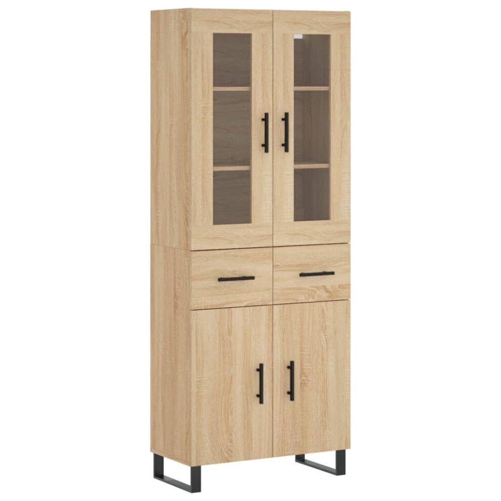 Vidaxl (Sonoma Oak, 2 Doors 2 Drawers) Highboard Sideboard Cupboard Side Board Storage Cabinet Engineered Wood
