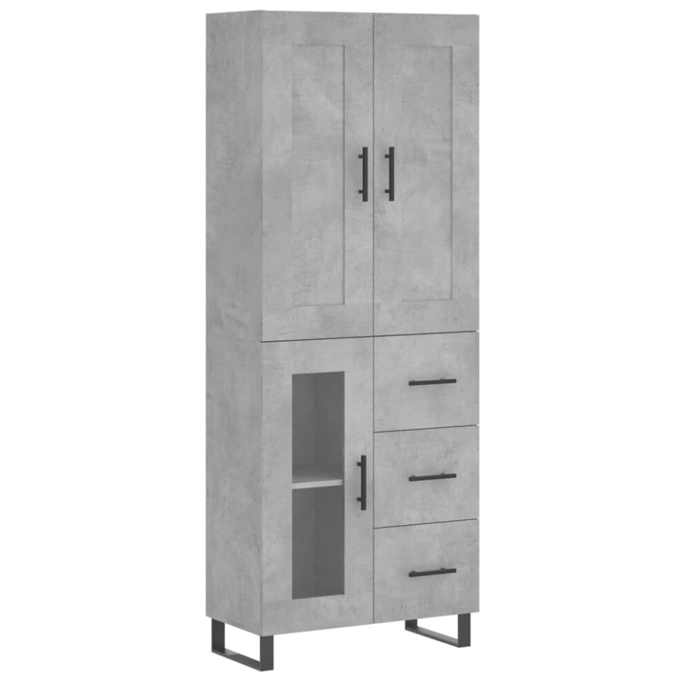 (concrete grey, 1 glass door 3 drawers) vidaXL Highboard Sideboard Tall Storage Cabinet Side Cabinet Engineered Wood