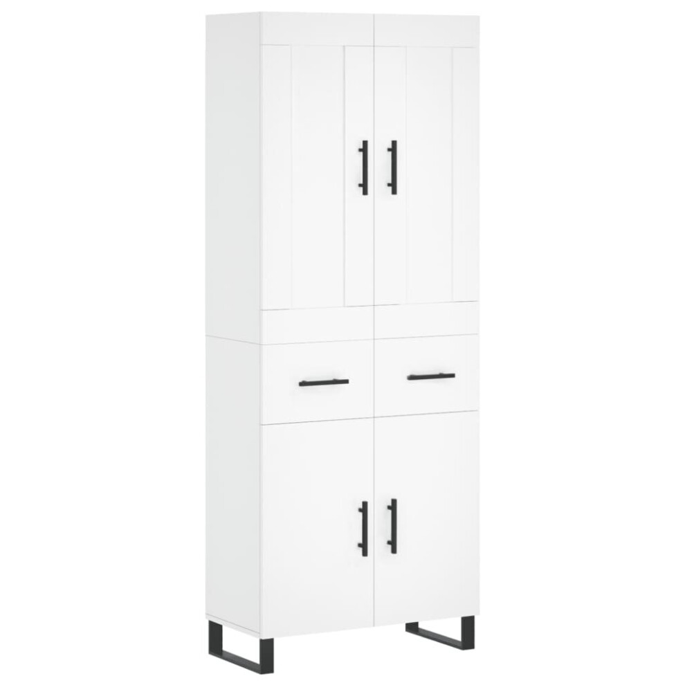 Vidaxl (White, 2 Doors 2 Drawers) Highboard Sideboard Tall Storage Cabinet Side Cabinet Engineered Wood
