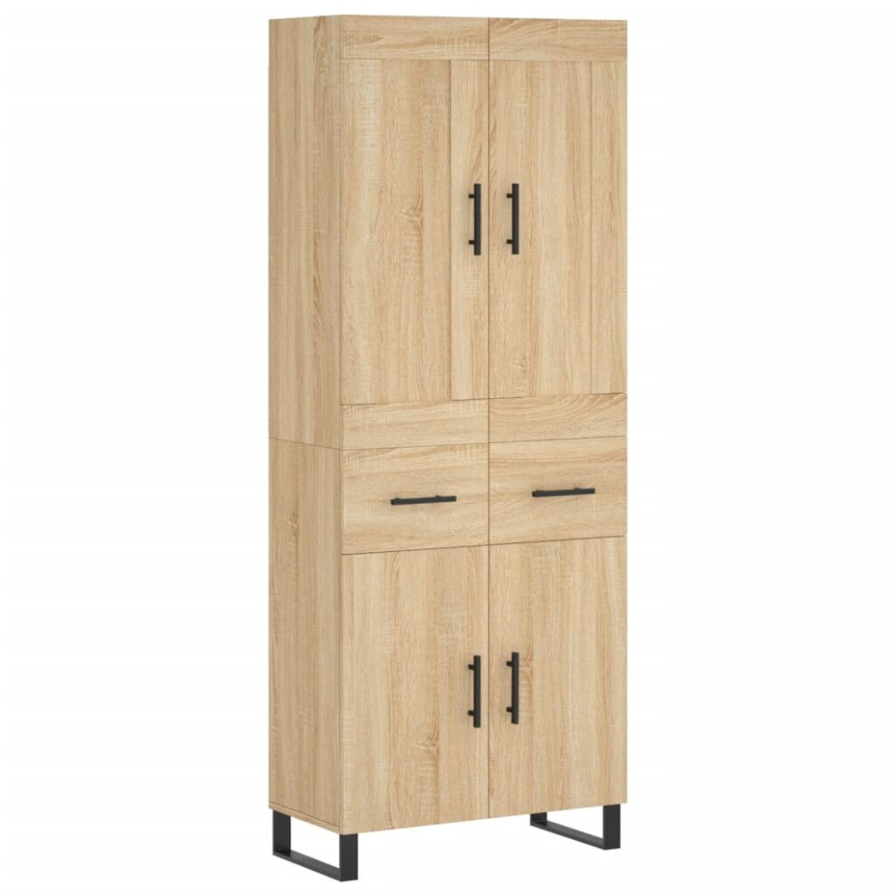 Vidaxl (Sonoma Oak, 2 Doors 2 Drawers) Highboard Sideboard Tall Storage Cabinet Side Cabinet Engineered Wood