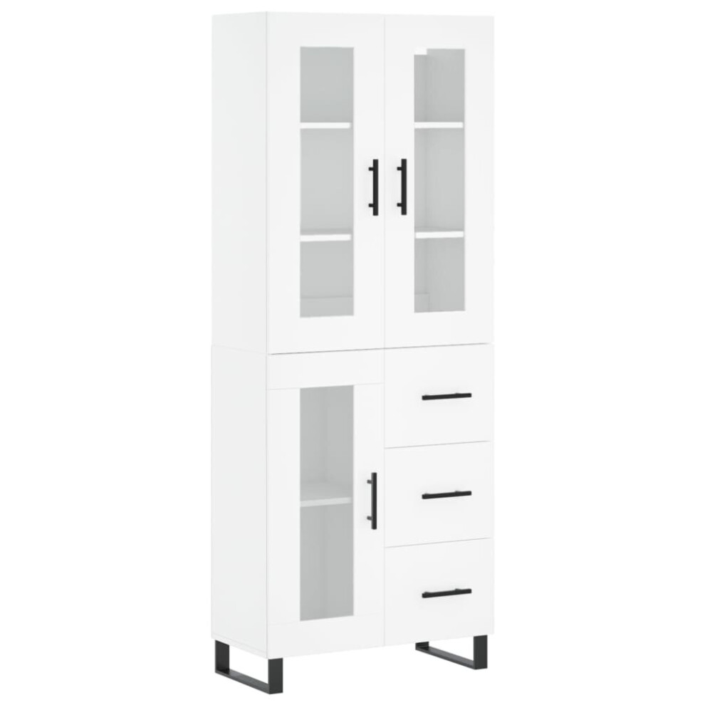 (white, 1 glass door 3 drawers) vidaXL Highboard Sideboard Cupboard Side Board Storage Cabinet Engineered Wood