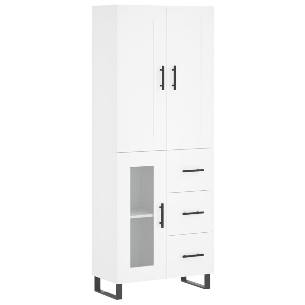 (white, 1 glass door 3 drawers) vidaXL Highboard Sideboard Tall Storage Cabinet Side Cabinet Engineered Wood